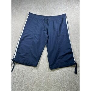 Lands' End Pants Mens 2XL Navy Blue Drawstring Athletic Track Capri Pockets Trim